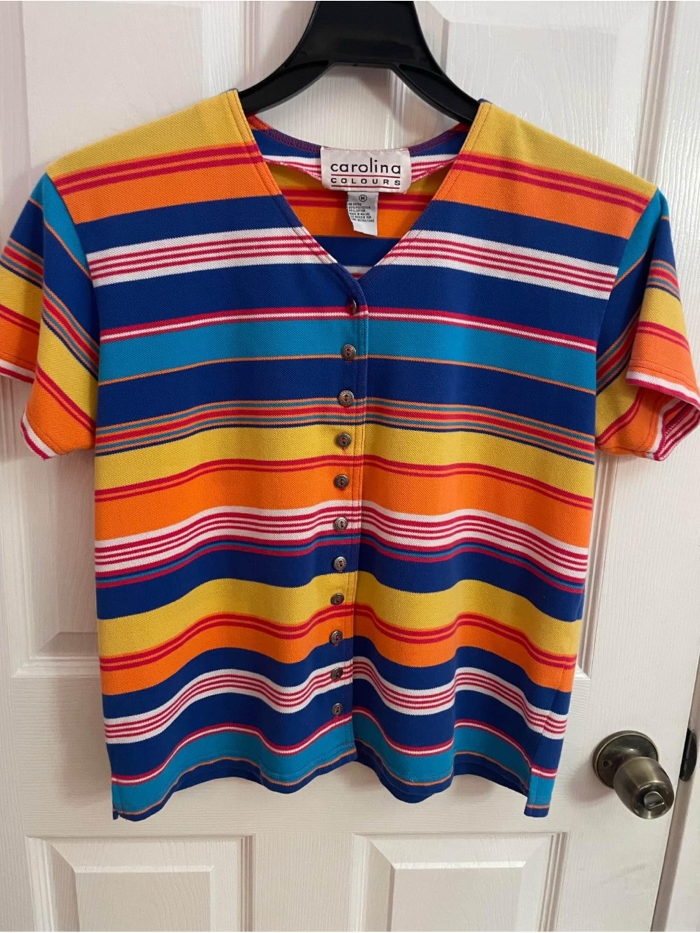 Carolina Colours Women's Multicolor Stripe Button-Front Shirt